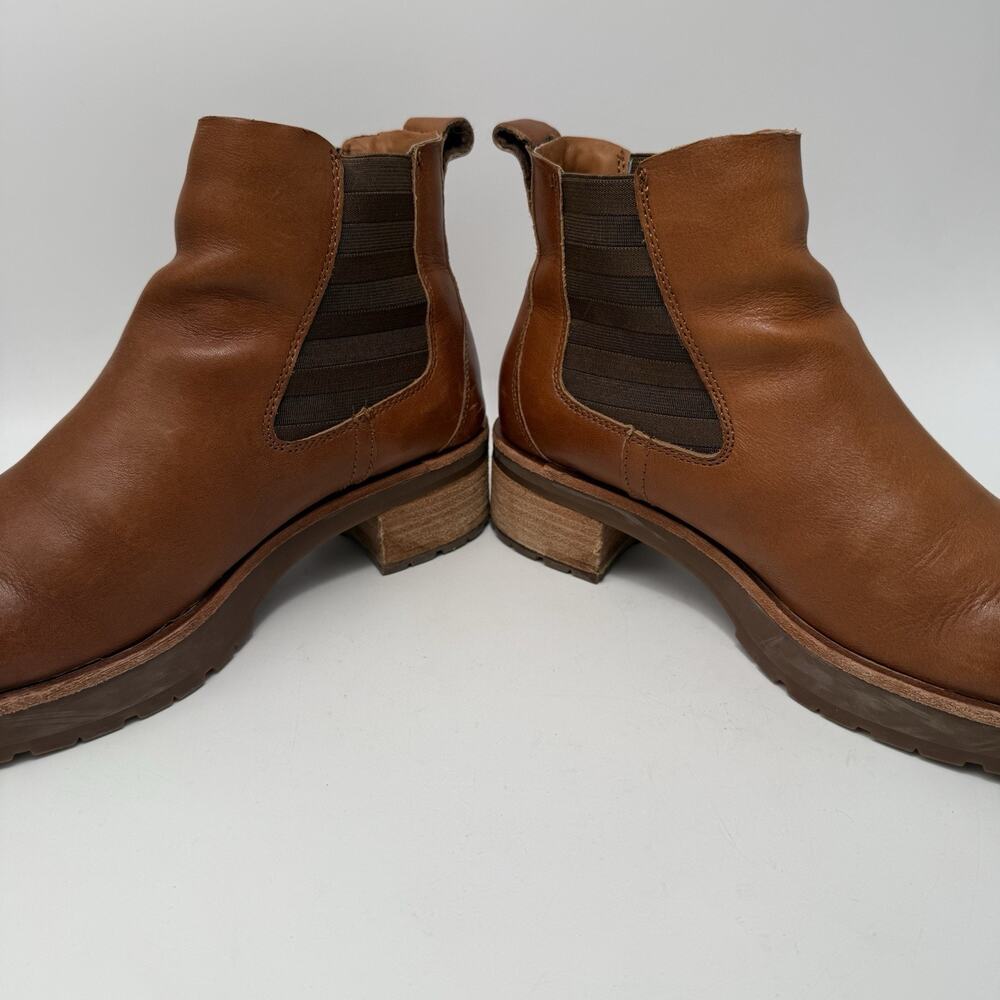 Kork-Ease Bristol Stacked Heel Boots Brown Leather Size 7.5 Pull On Tab - Picture 6 of 9
